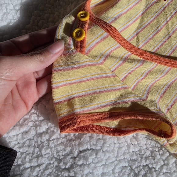 Abercrombie Vintage Striped Yellow Short Sleeve Top - Picture 2 of 7